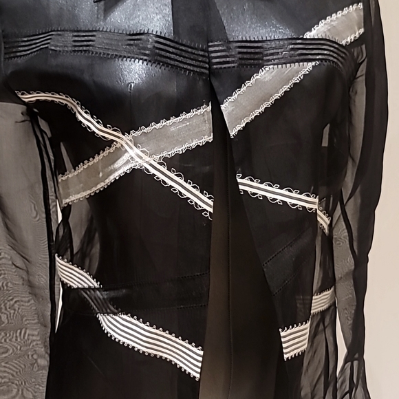 Gianfranco Ferre studio organza blouse with ribbon accents size 6 made in Italy - Picture 2 of 9